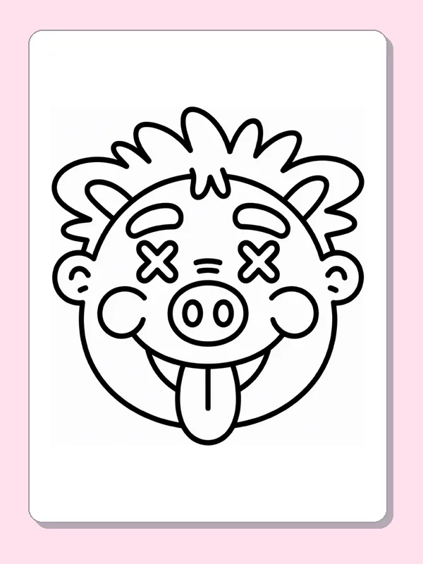 Black and white printable silly tongue-out face coloring sheet