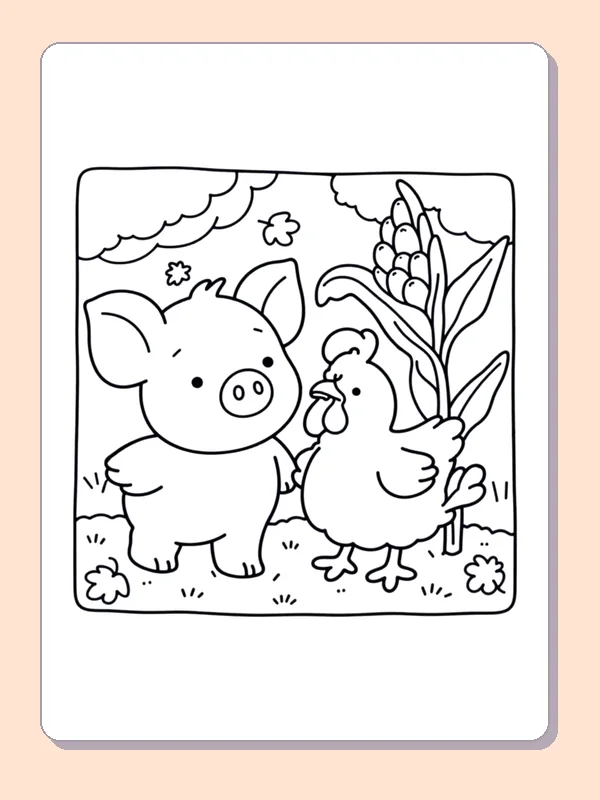 Two Mice Meeting in the Woods coloring page, black and white printable line art