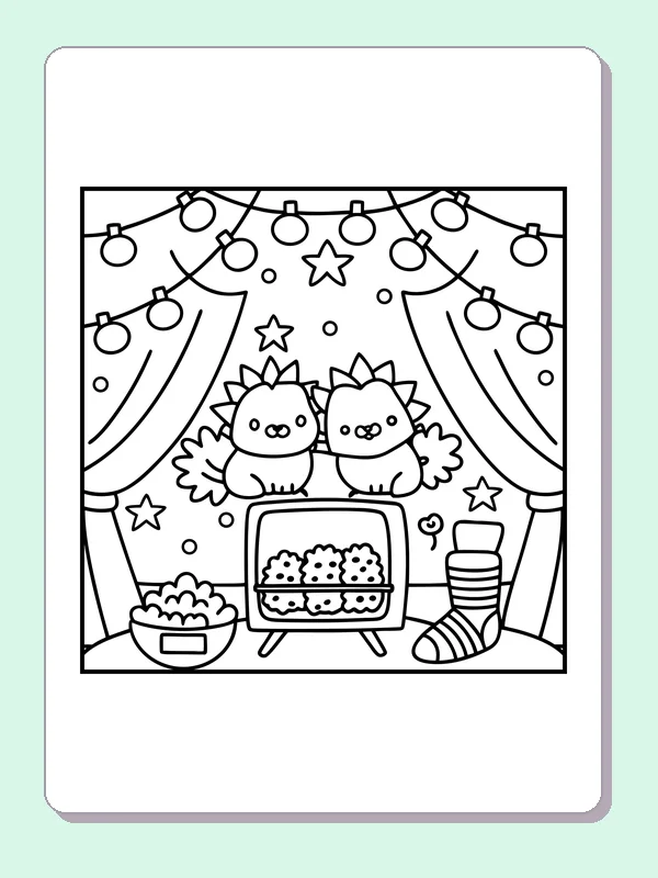 Black and white printable two hedgehogs beside a cookie oven coloring sheet