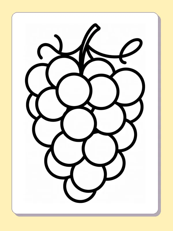 Black and white printable large bunch of grapes coloring sheet