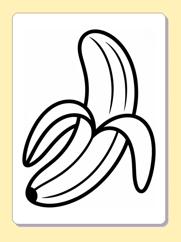 Black and white printable peeled banana with open skins coloring sheet