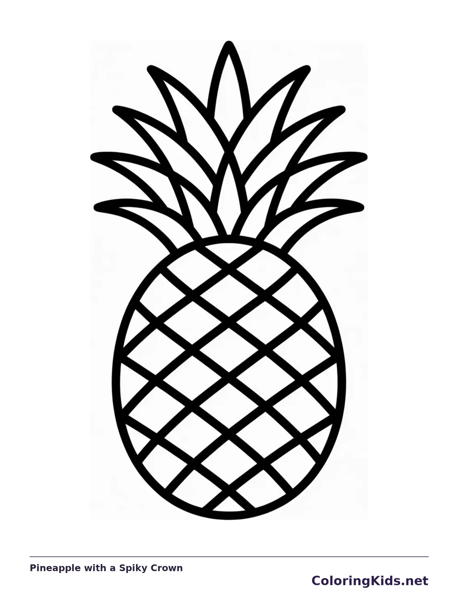 Pineapple with a Spiky Crown coloring page | ColoringKids.net