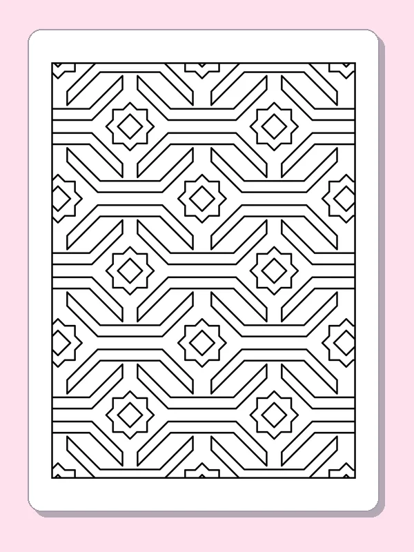 Black-and-white printable striped diamond and chevron tile pattern