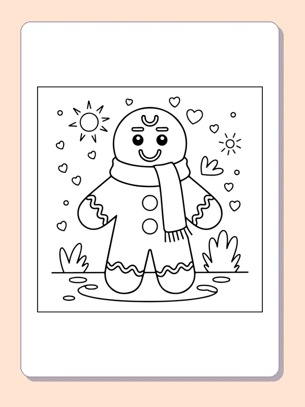 Table Color Kids Gingerbread Carrying a Wrapped Gift coloring page | ColoringKids.net