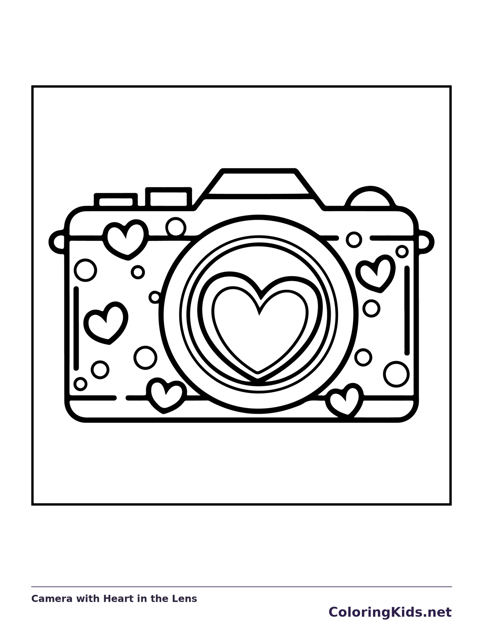 Camera with Heart in the Lens coloring page | ColoringKids.net