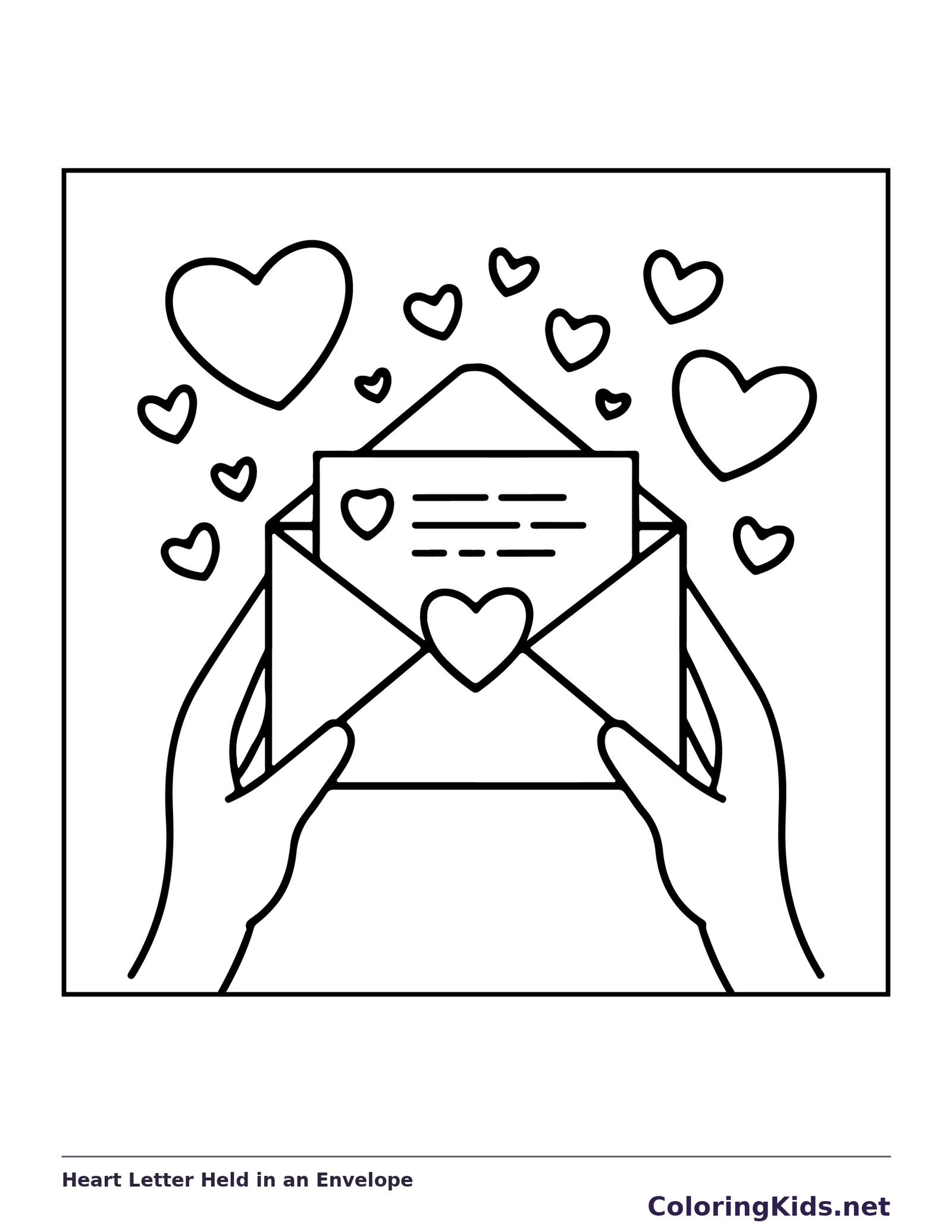 Heart Letter Held in an Envelope coloring page | ColoringKids.net
