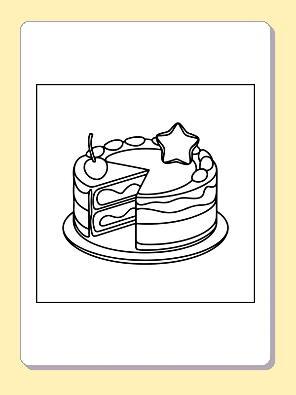 Slice of layered cake on a plate with a star topper