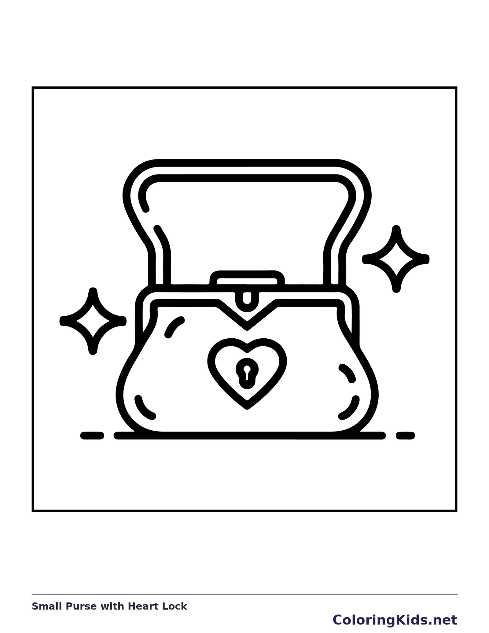 Small handbag with a heart lock and sparkles around it