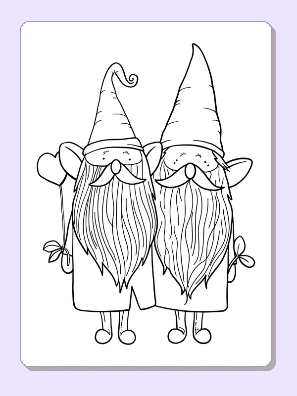 Pair of garden gnomes wearing tall pointed hats