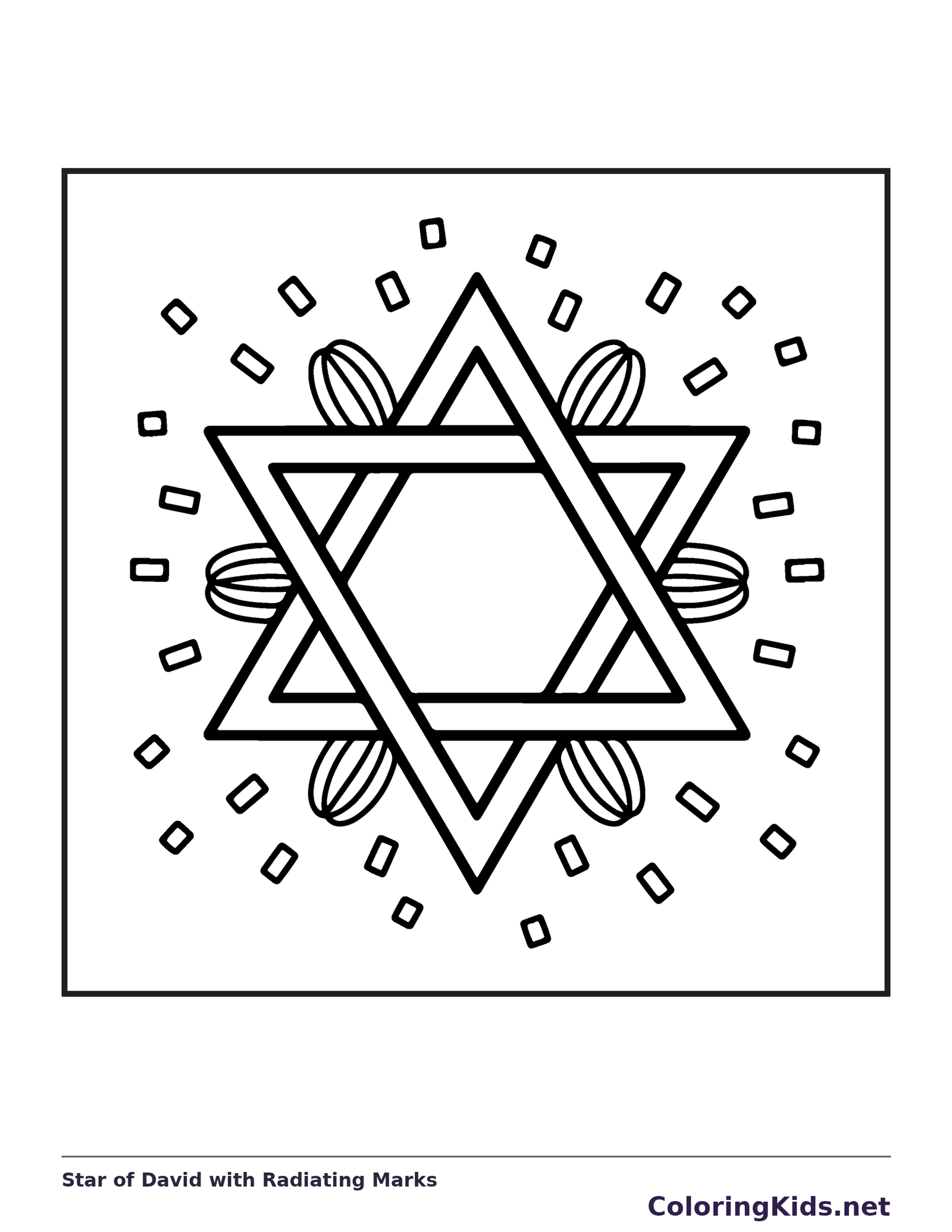 Bold Star of David with many short radiating rectangular marks
