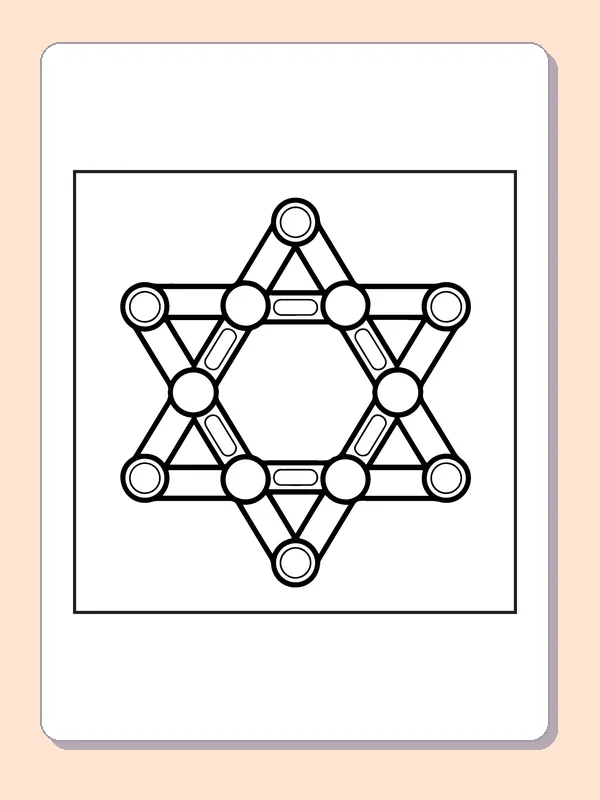 Geometric Star of David with circular joints and layered straight bands