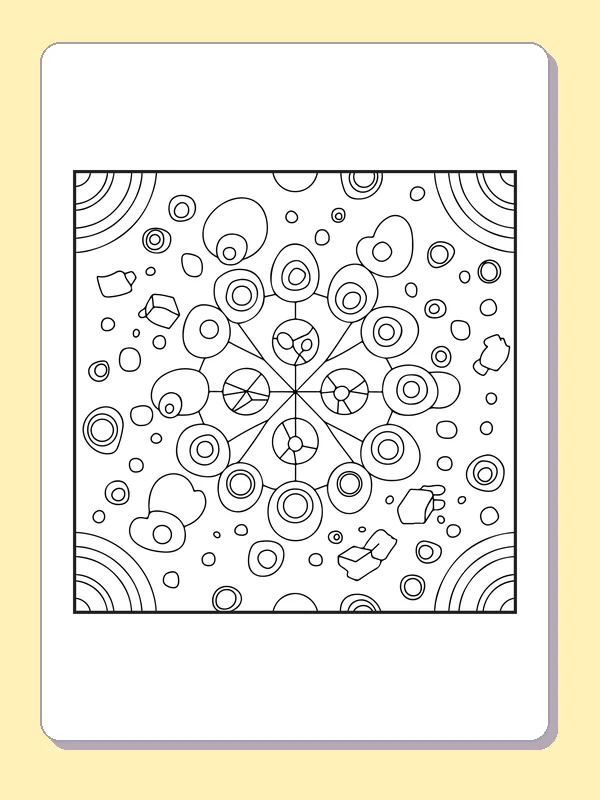 Black and white printable circle and symbol field coloring sheet