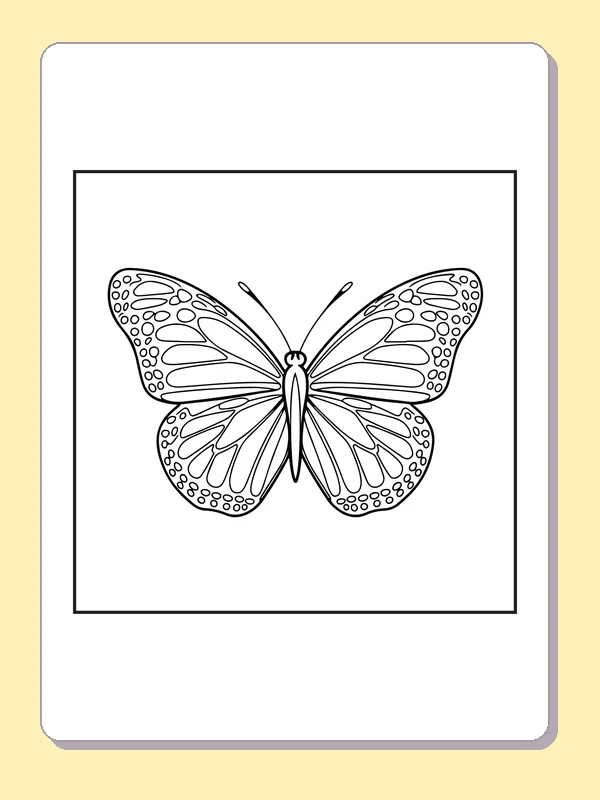 Black and white printable patterned butterfly wings coloring sheet