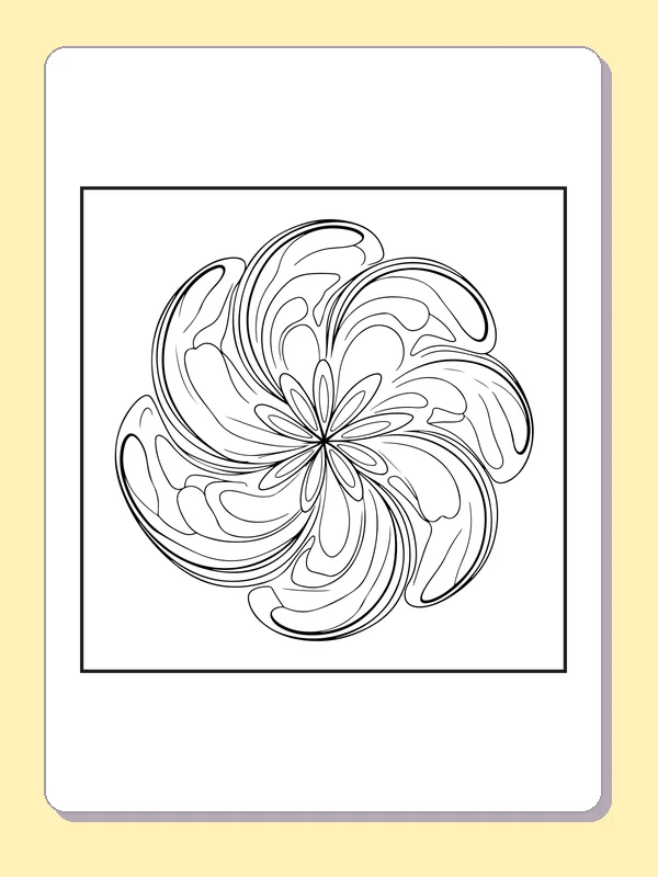 Black and white printable petal spiral coloring sheet
