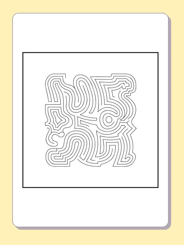 Black and white printable square line labyrinth coloring sheet