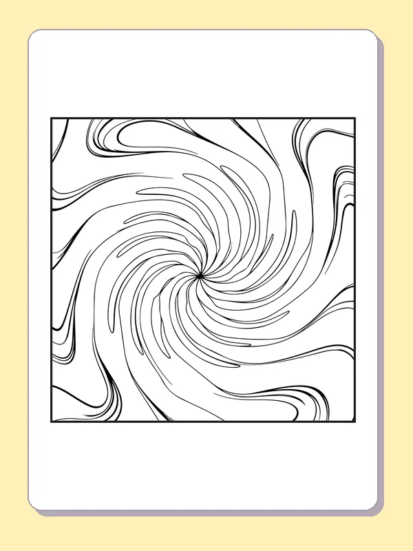 Black and white printable swirling wave study coloring sheet
