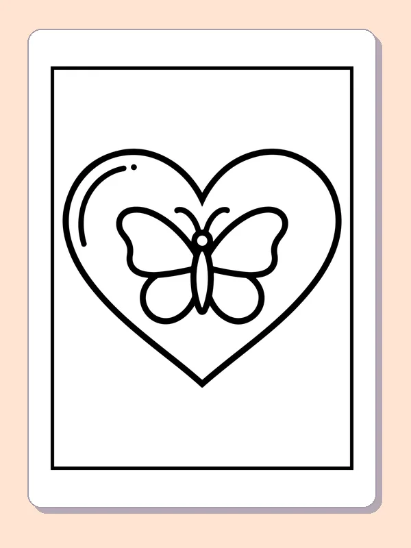 Butterfly inside plain heart outline
