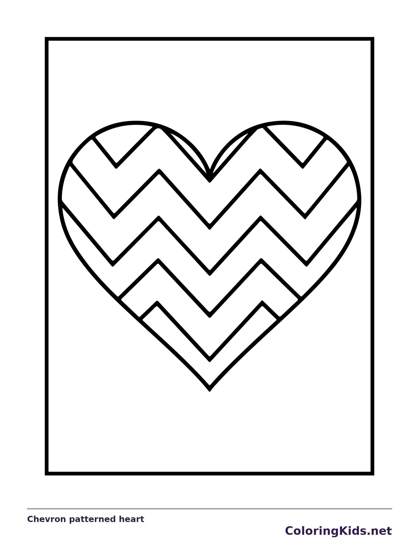 Heart filled with V-shaped chevron bands
