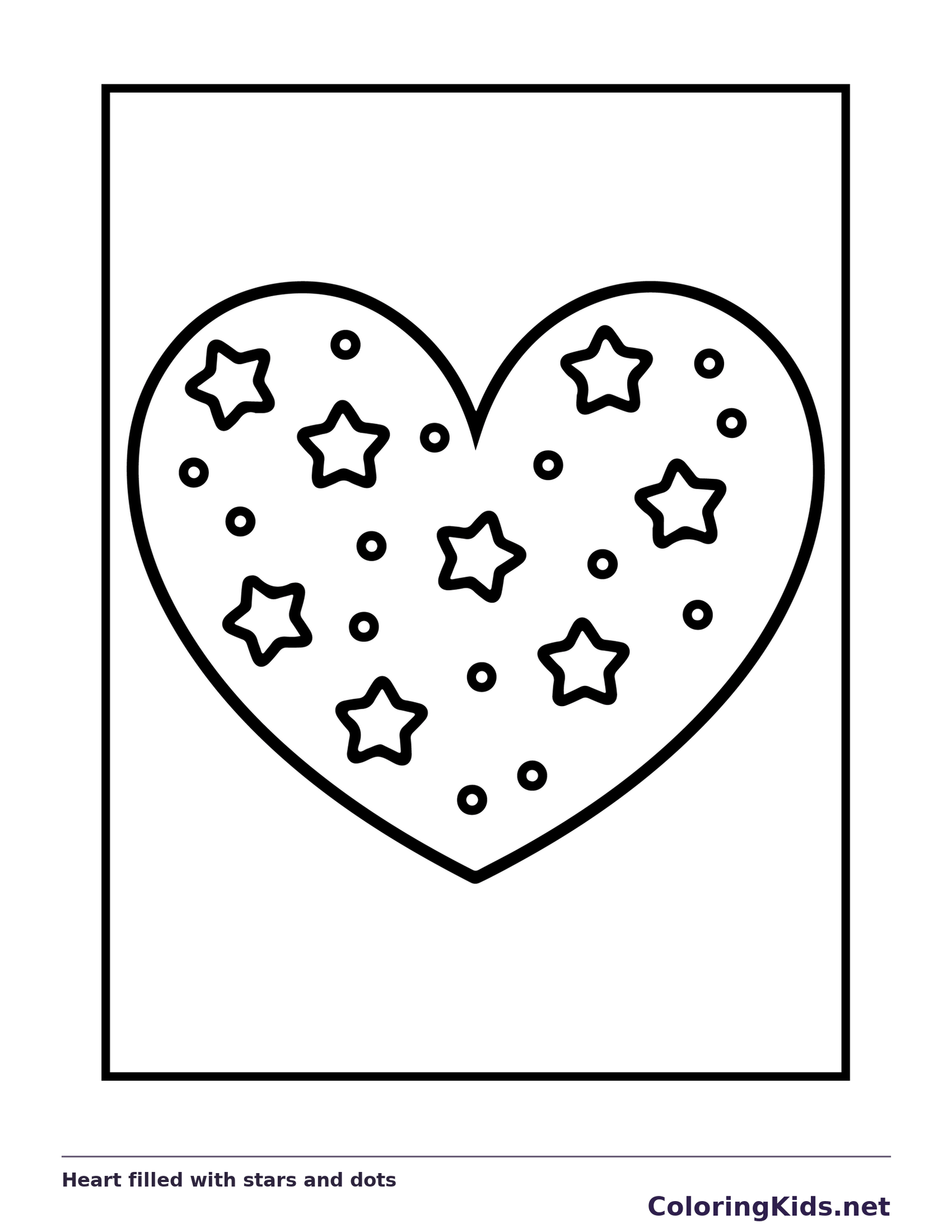 Heart filled with small stars and scattered dots