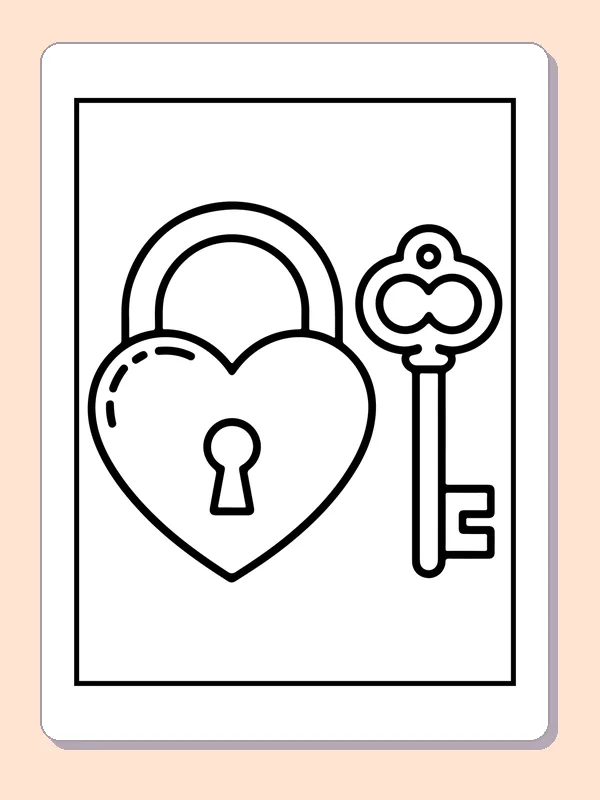 Heart-shaped lock beside ornate key