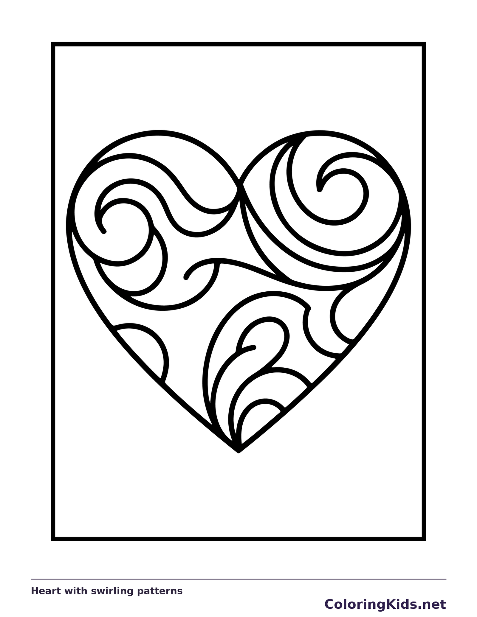 Heart filled with looping swirl pattern