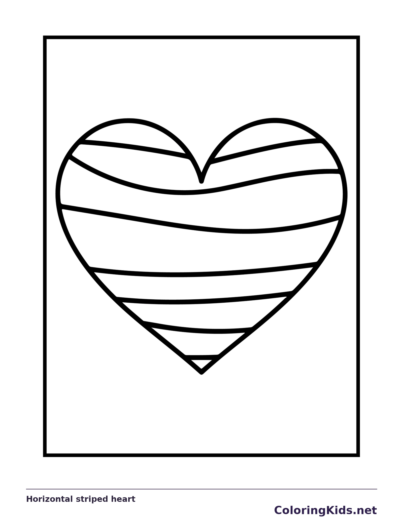 Horizontal striped heart coloring page | ColoringKids.net