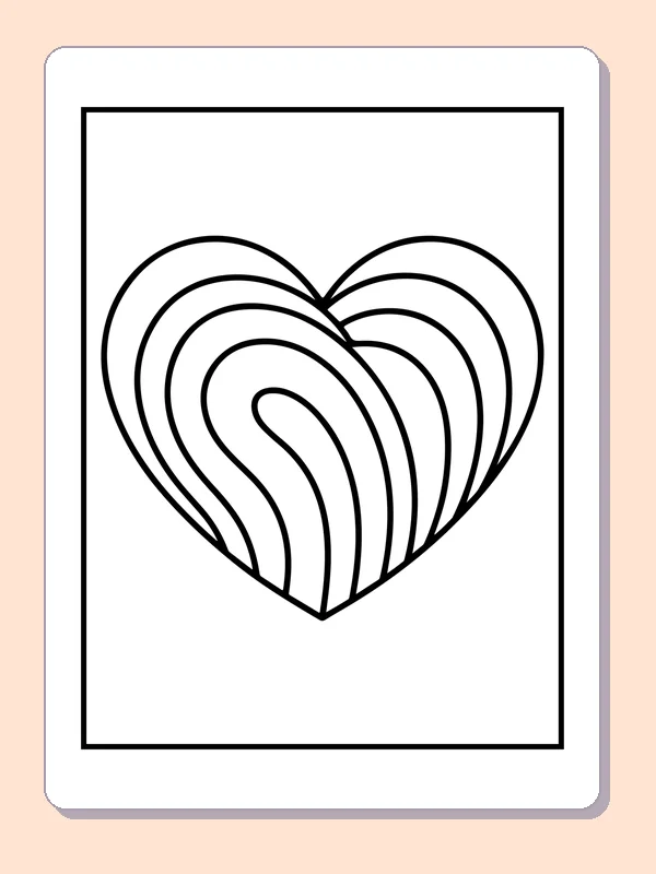 Heart filled with nested curved stripes