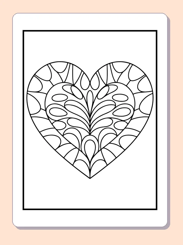 Heart filled with mirrored leafy curves