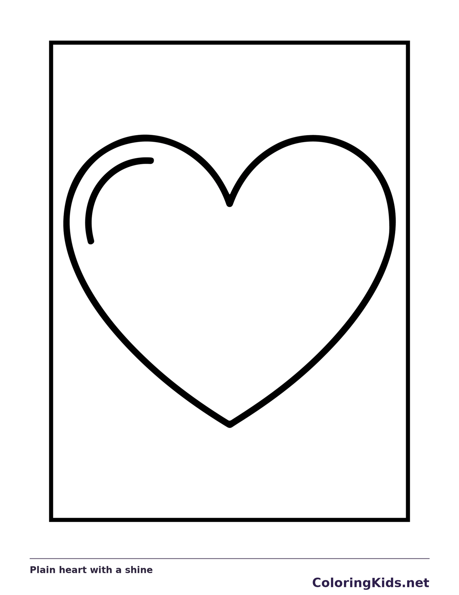Plain heart with a shine coloring page | ColoringKids.net