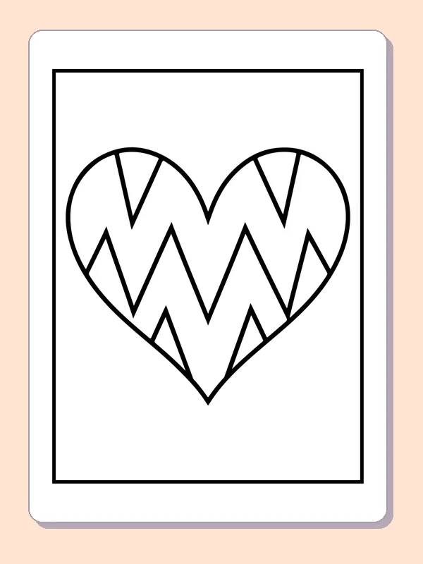 Heart crossed by large zigzag bands