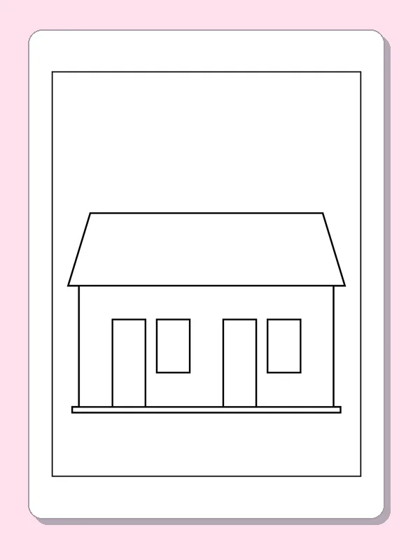 Long Home beneath a Low Roof coloring page: black and white line art to print or color online