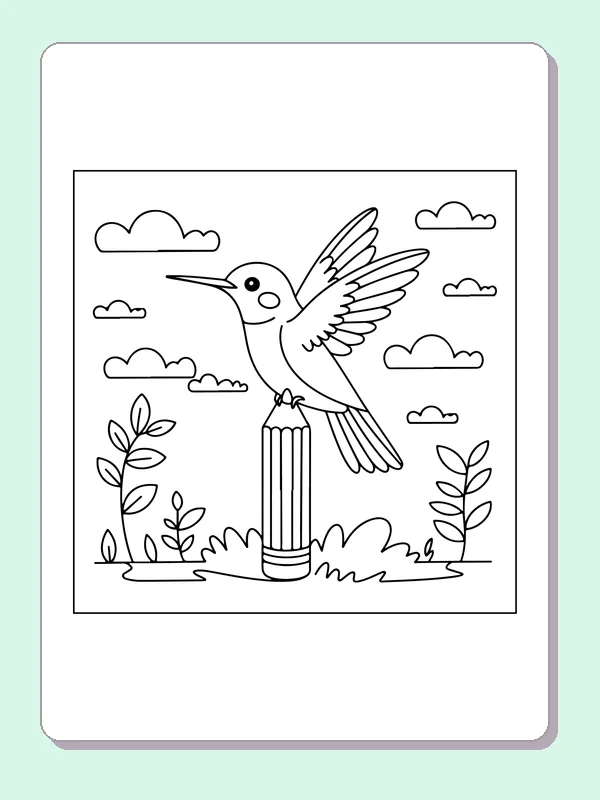 Hummingbird with open wings resting on a garden post