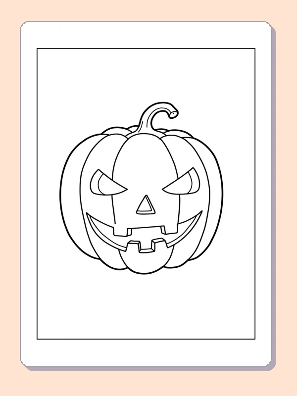 Wide-Grinning Jack-o'-Lantern coloring page, black and white printable line art