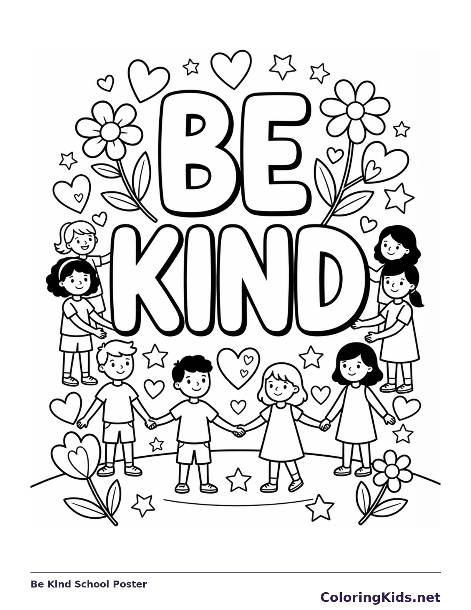 Be Kind School Poster coloring page | ColoringKids.net