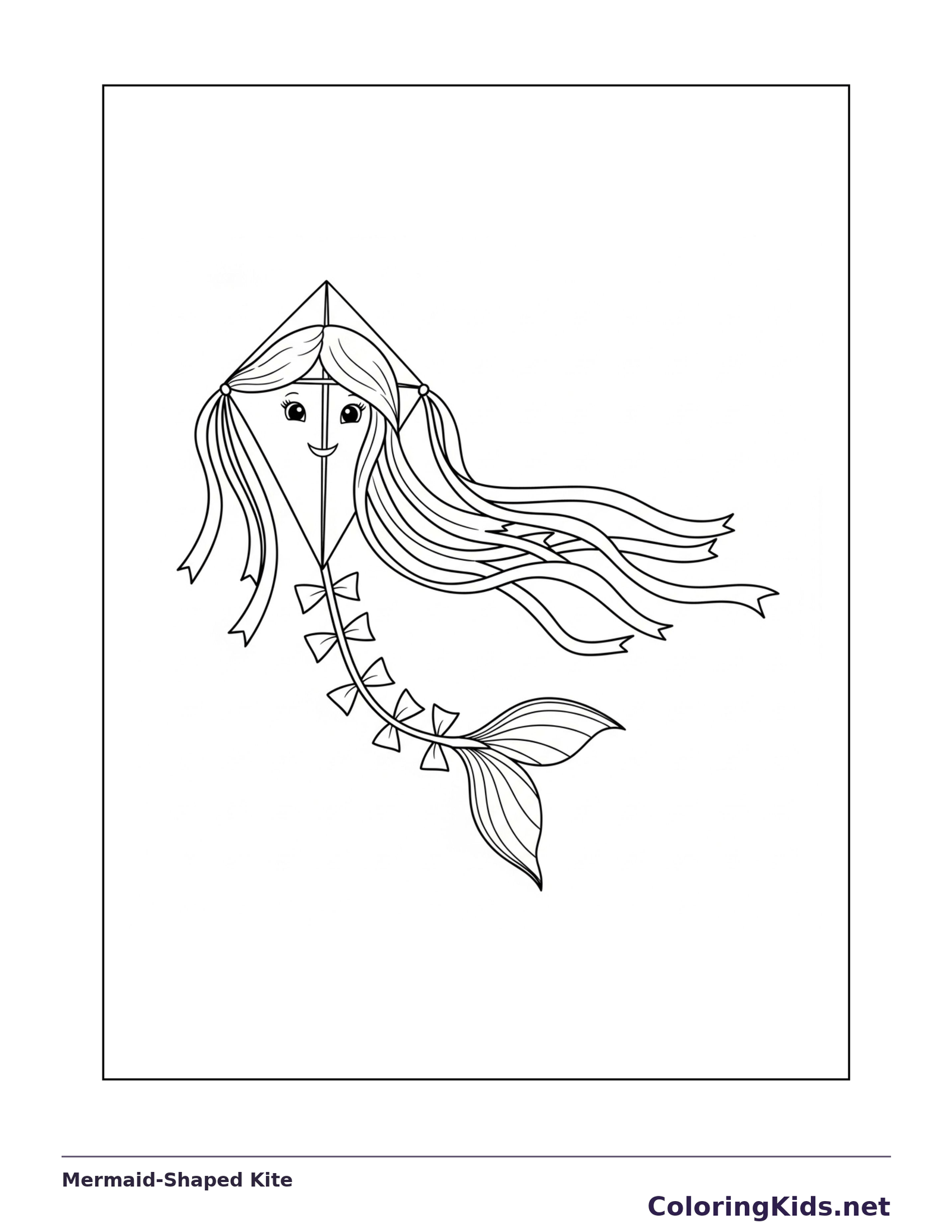Mermaid-Shaped Kite coloring page | ColoringKids.net