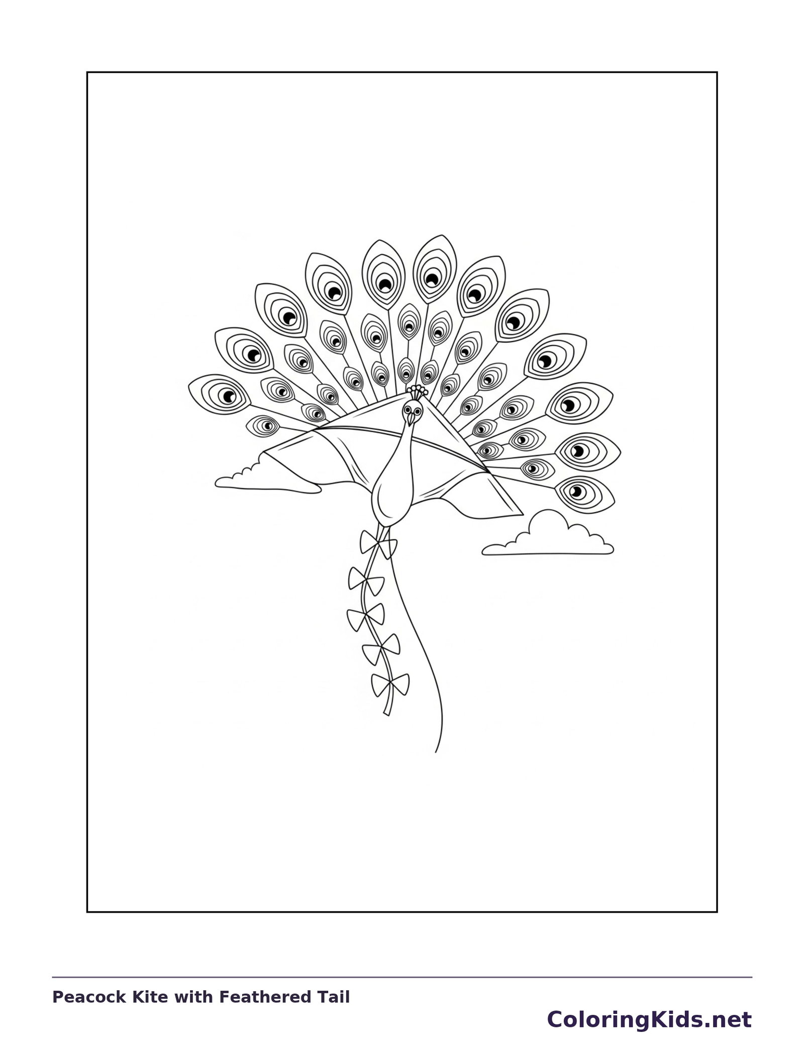 Peacock Kite with Feathered Tail coloring page | ColoringKids.net