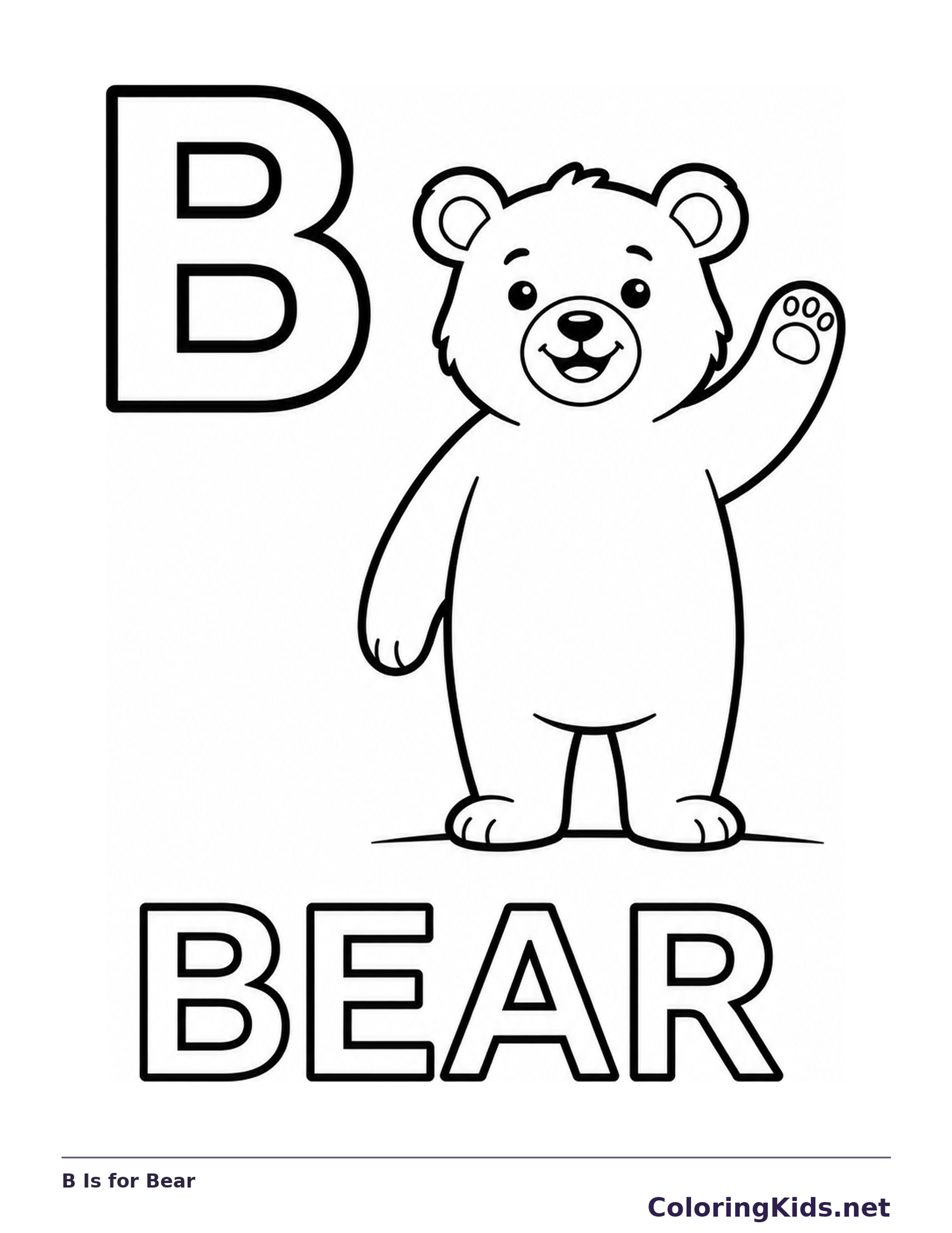 Large B beside a waving bear above the word BEAR