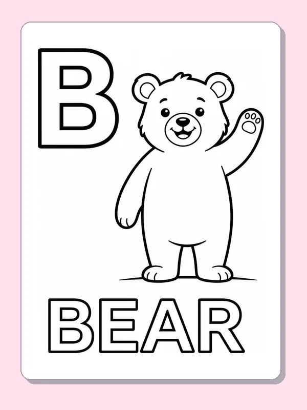 Large B beside a waving bear above the word BEAR