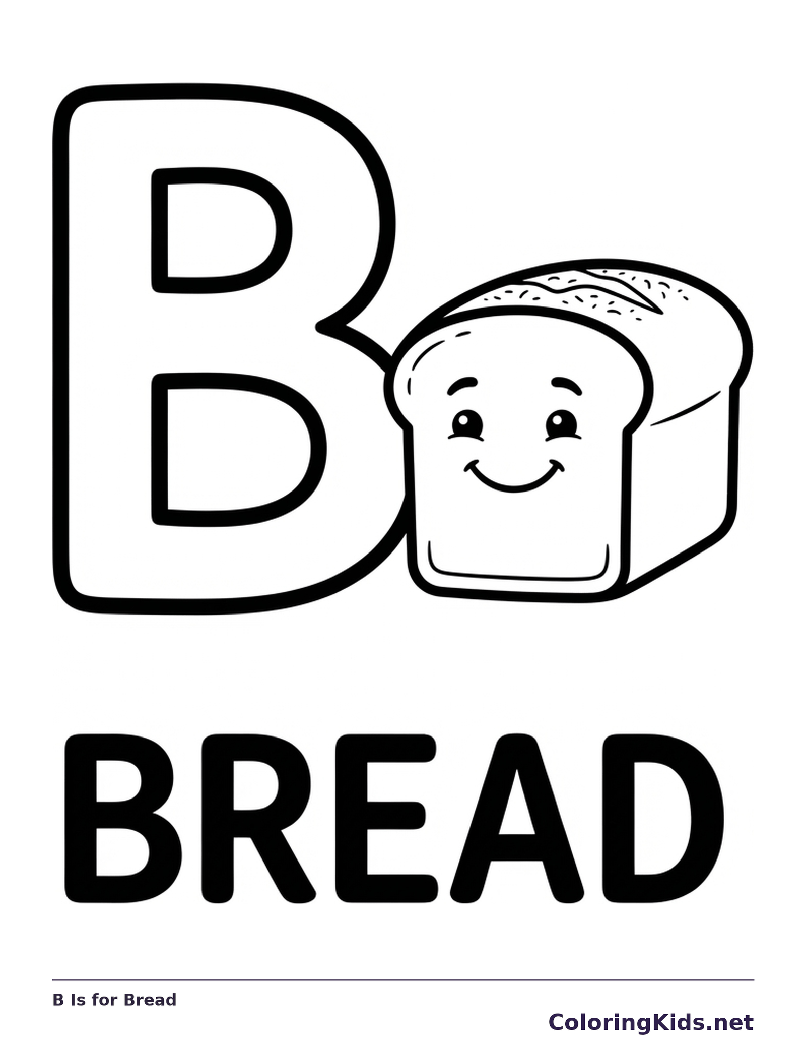 Large B beside a smiling slice of bread above BREAD