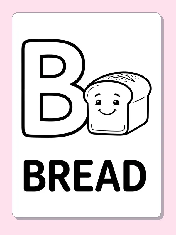 Large B beside a smiling slice of bread above BREAD