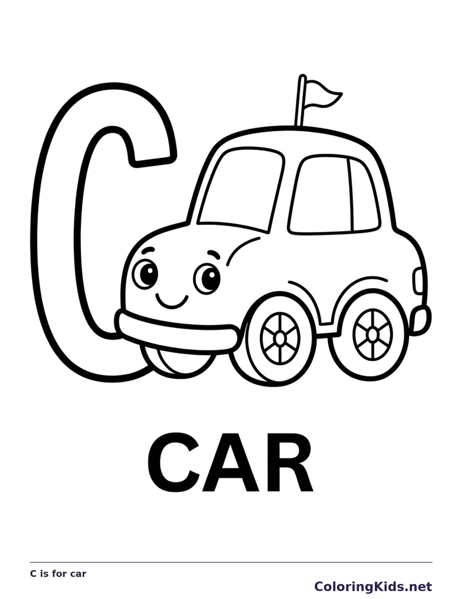 C is for car coloring page: Free PDF & Color Online | ColoringKids.net