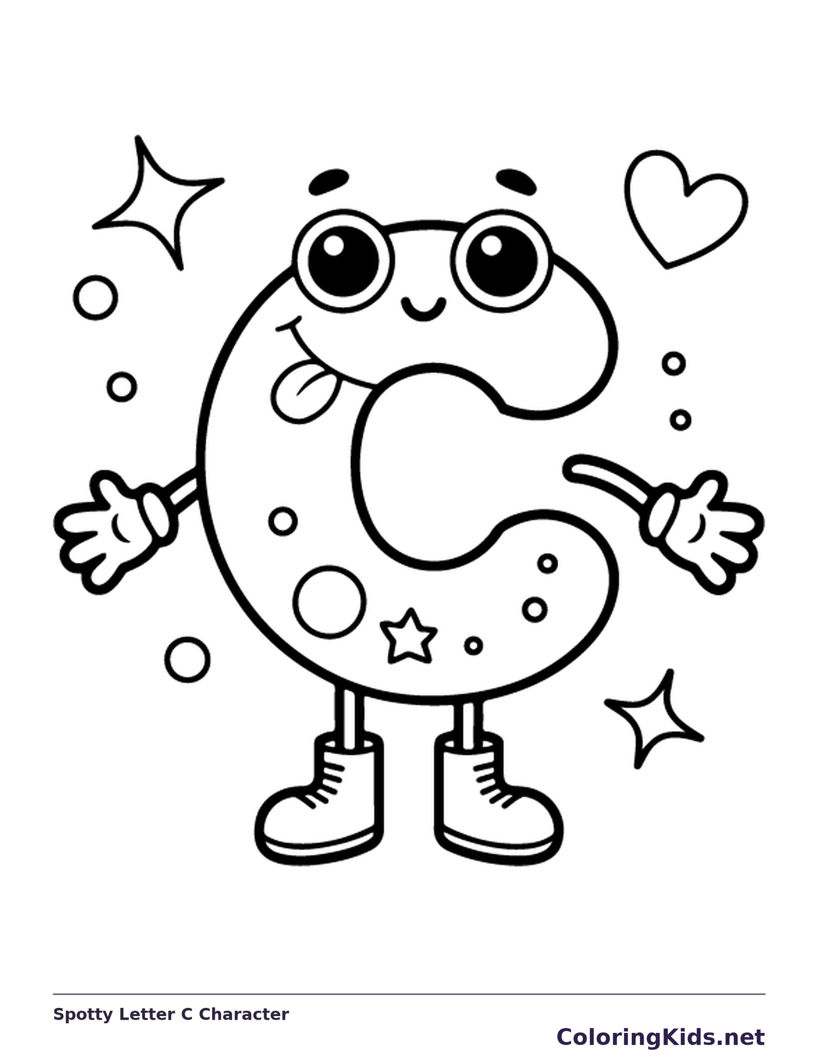 Spotty Letter C Character coloring page | ColoringKids.net