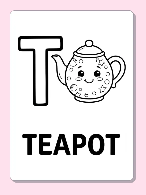 A spotted teapot with a smiling face sits beside T above the bold word TEAPOT