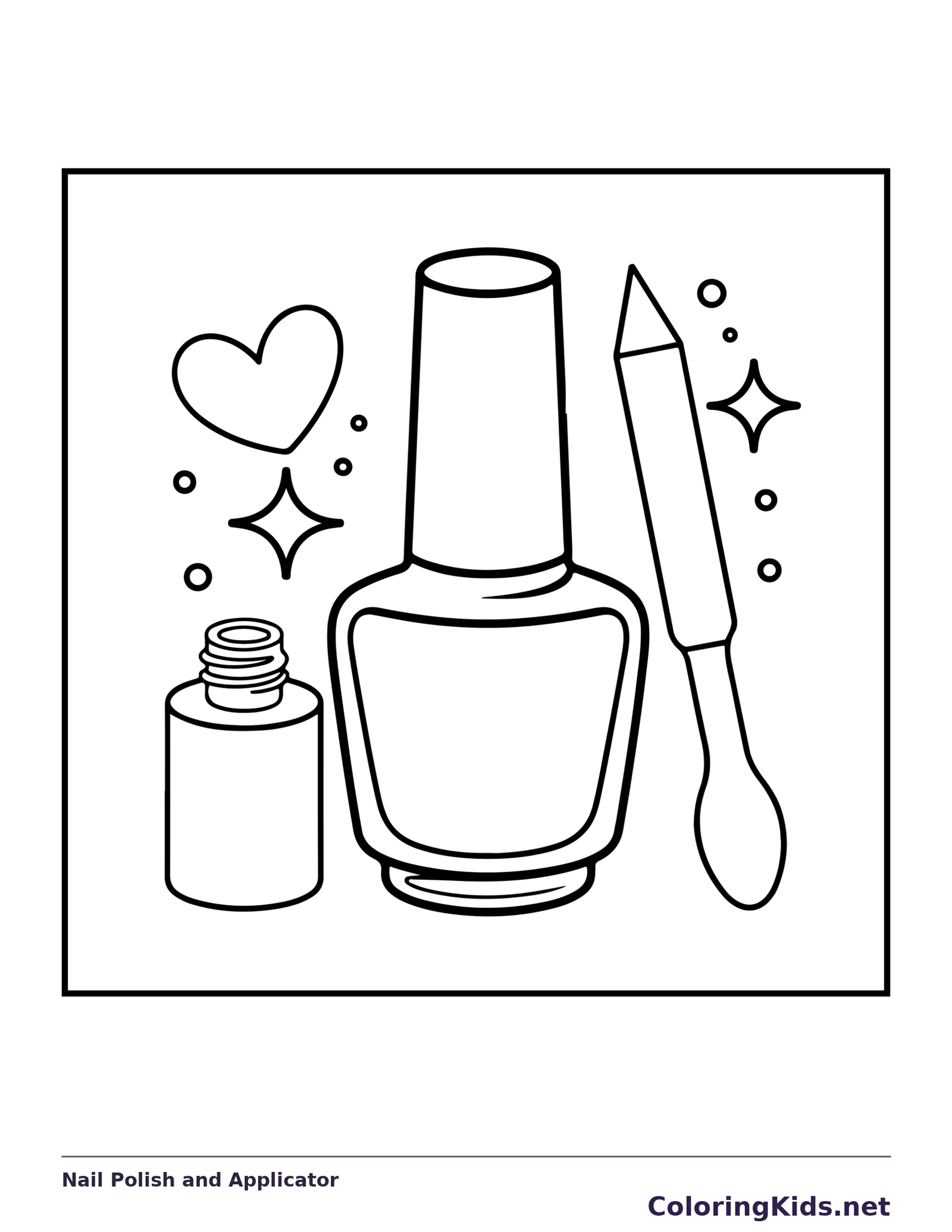 Large nail-polish bottle beside a small open bottle and applicator