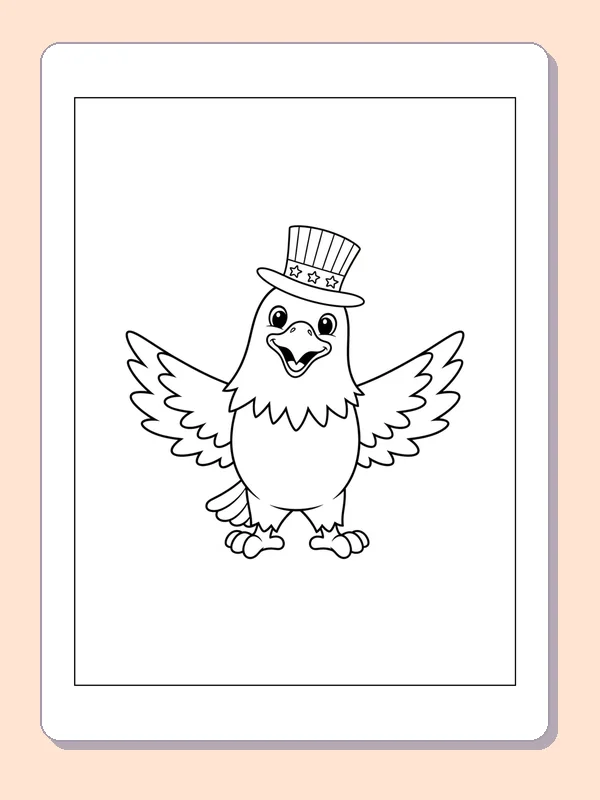Eagle in a Star-Banded Tall Hat coloring page preview