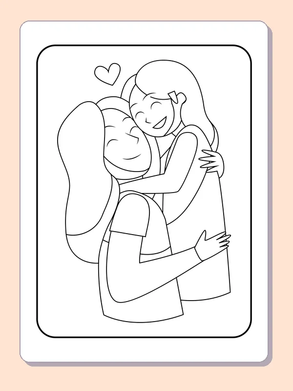 Daughter hugging her mother in a simple close-up portrait