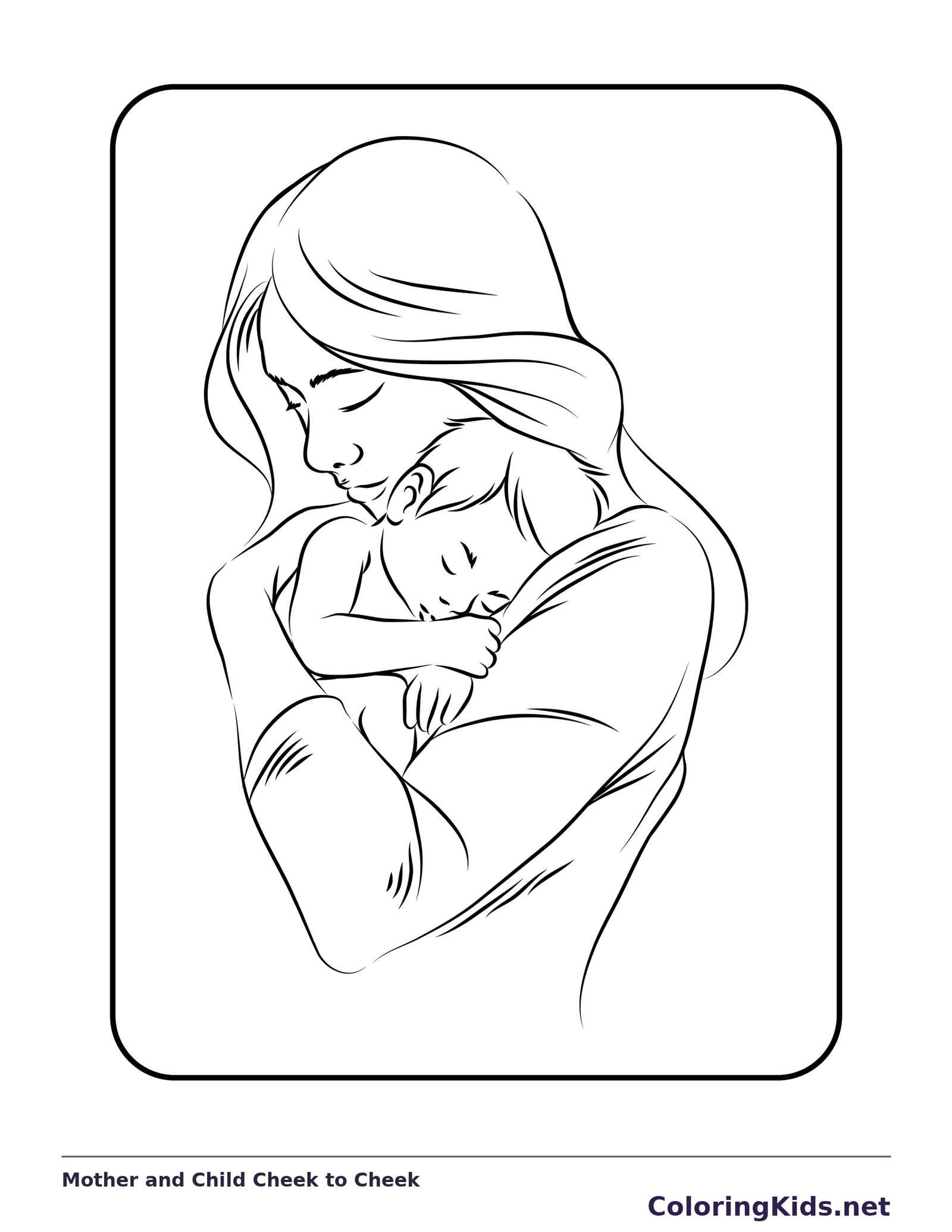 Mother and child resting cheek to cheek in a close embrace