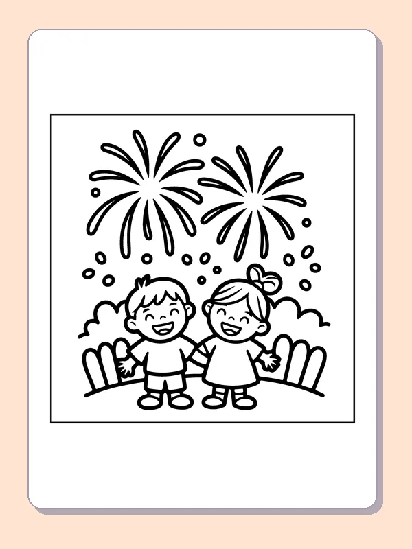 Friends by the Fence coloring page: black and white line art to print or color online
