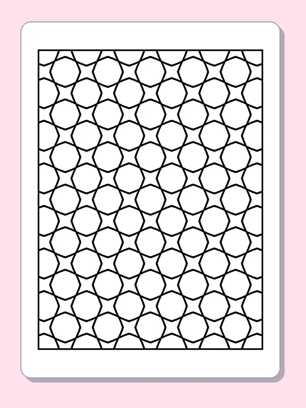 Black and white printable eight-point star tile pattern coloring sheet