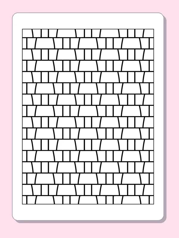 Black and white printable offset rectangular brick pattern coloring sheet